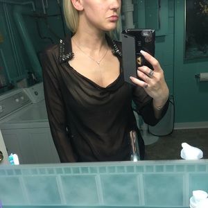 Studded black sheer top!